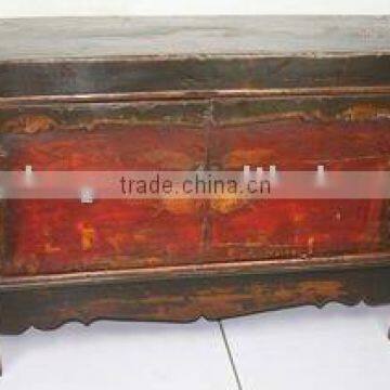 Chinese Antique Mongolia Painted Wooden Cabinet