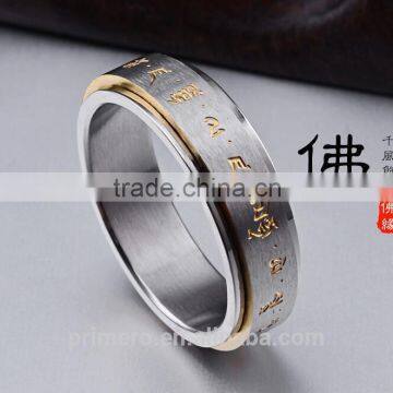 Rotatable High Quality Scripture Ring in Stainless Steel White Gold Plating for Men's Classical Luck Jewelry photo-6