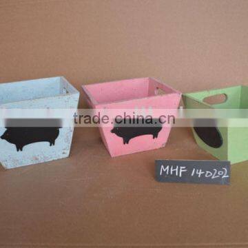 cute decorative wooden storage box sets of 3 with small blackboard