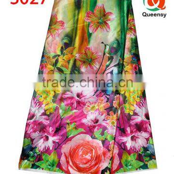 newest design floral printed satin fabric, beautiful satin fabric S027