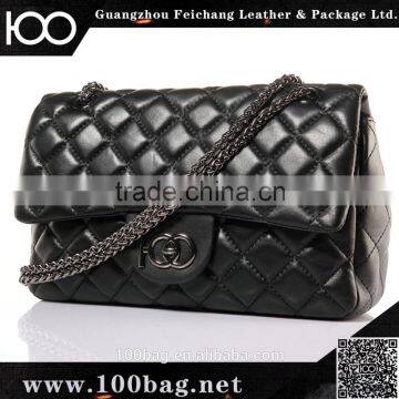 2016 high quality woman blue pu leather handbag and shoulder bag