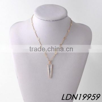 Clear Triangle Glass Pendant Hollow Rose Flower NecklaceJewelry Set