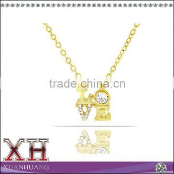 Hot Sale Sterling Silver Gold Plated Love Letter Necklace Wholesale