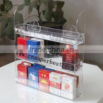 OEM/ODM clear wall-mounted acrylic cigarette rack with 3 tiers