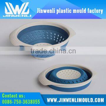 Kitchen food grade silicone floding drainer, Multi-function silicone collapsible food strainer, collapsible colander