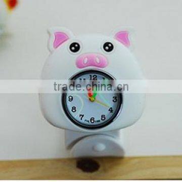 Wristband watch silicone cartoons watch with pink yellow white pig