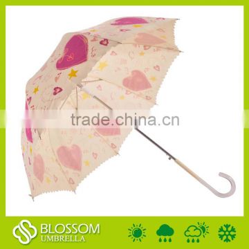 Fiberglass lovely heart shaped kid umbrella/Auto open kid umbrella