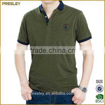 green 100%cotton polo t-shirt with botton for men