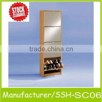 modern design wooden shoe cabinet with mirror