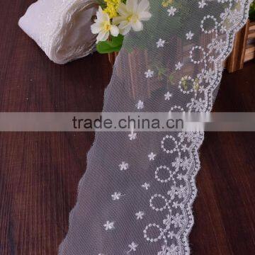 Narrow Embroidered Mesh Lace