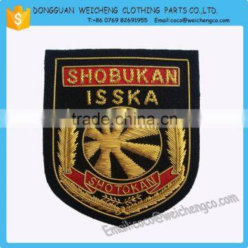 Hand Embroidery Badges and Patches/Handmade gold bullion wire embroidery badges