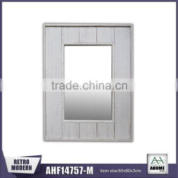 Distressed White Border Wooden Mirror Frame