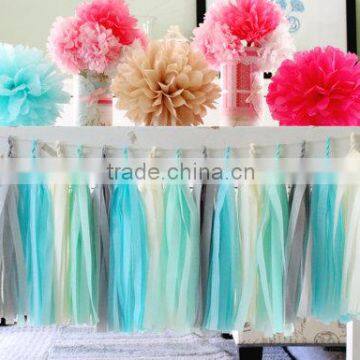 Aqua, Mint Green, Cream, Grey Tissue Paper Tassel Party Decoration Wedding