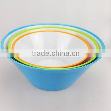 Wholesale 3 pcs two tone straight grain melamine mixing bowl set