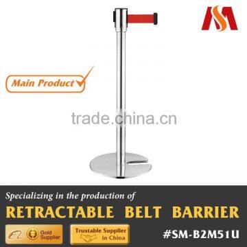 Stainless Steel 304 metal Indoor Bank Entrance Retractable Belt Barrier Post