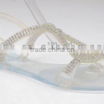 Clear PVC jelly sandals with rhinestones