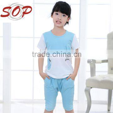 Blue Casual Sport Clothing Kids Children Cotton 2-piece Clothing Set