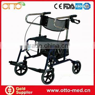 steel folding walker with seat and footrest