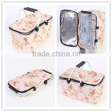 Soft hot sale foldable double handle picnic basket manufacturer