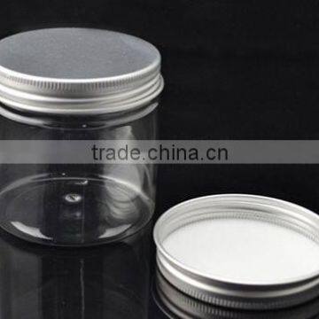 clear plastic 4oz cosmetic jar with aluminum cap, cosmetic jar seal, cosmetic plastic bottle                        
                                                Quality Choice