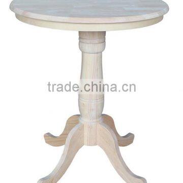 Unfinished 36" high round top counter-height pedestal table