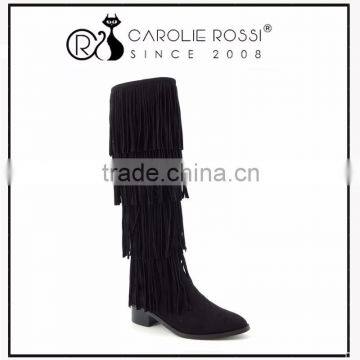 Women Winter Boot Fashion Suede Tassels Knee High Long Boots