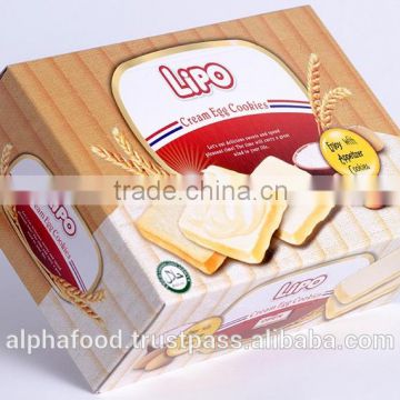 Best Sale Baked Wafer Cookies Biscuit Snack LIPO 100g Cream Egg Rusk Bread For Myanmar, New Zealand, Australia, India, Pakistan