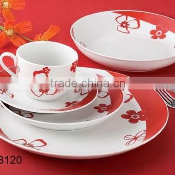 Ceramic porcelain 20pcs coupe dinner set with hot decal