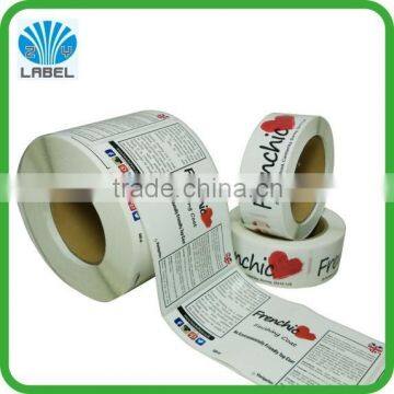 cheap price custom vinyl logo sticker roll, logo printing sticker , eco-friendly brand name waterproof logo sticker roll