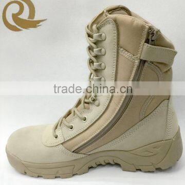 Leather military army tactical desert boots with zipper