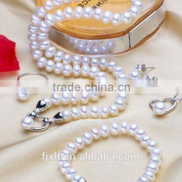 8-9mm copper platinum plating natural freshwater pearl set