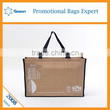 China handbag manufacturers custom logo print jute bag