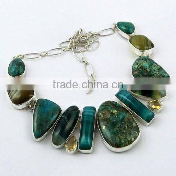 Unique Style Multi Color 925 Sterling Silver Necklace, Gemstone Silver Jewelry, Silver Jewelry Wholeseller