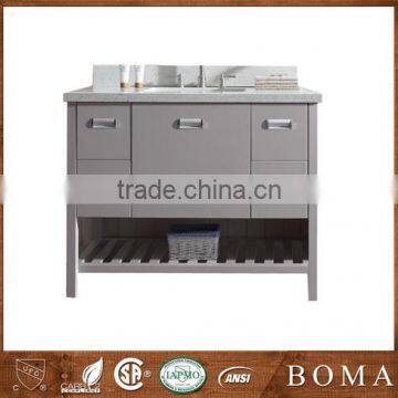 Modern Style Gray Vanity with Clunky Marble Countertop Corner Bathroom Sink Cabinet