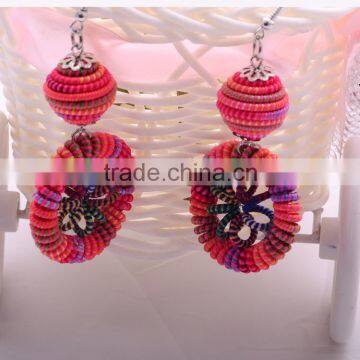 >>>New Design Fine National Style Handmade Woven Big Lantern Colorful Rope Jewelry Fancy Drop Earring/ photo-4