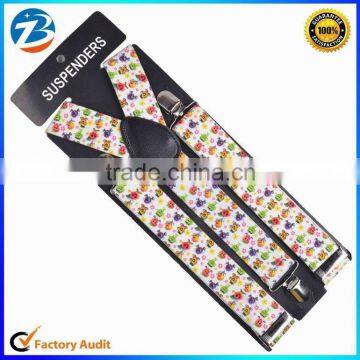 Colorful Cartoon Patterns Wide Elastic Mens and Ladies Braces Suspenders Factory Direct Sale