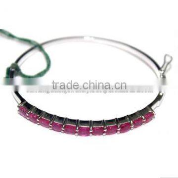 Red RUBY Oval Sterling Silver Bracelet