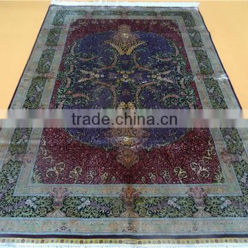 oriental persian rug vintage handmade hand knotted pure silk floor carpet