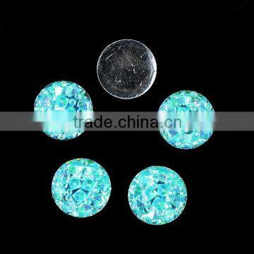 China supplier Aquamarine AB blue zircon AB pink AB colorful crocodile design with dot round stone resin beads