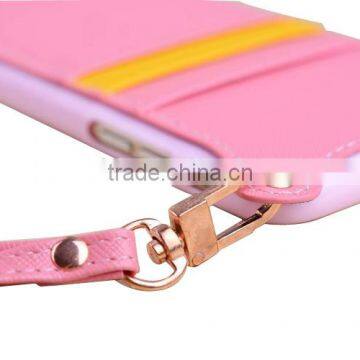 Ultra Thin pu Skin+tpu Dual Color Cellphone Pocket Leather Case for Iphone 6/6s With Hand Rope Supplier's Choice photo-4