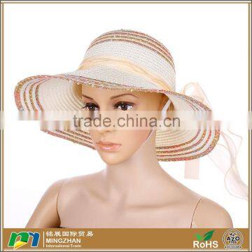 Womens Fashion Summer Sun hat Folding Travel Beach Straw hat With Lovely Bow