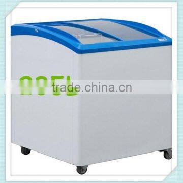 235L sliding curved glass door display freezer chest showcase freezer for ice cream