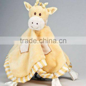 ultra soft and unbelievably cute Yellow and cream plush baby Giraffe blanket baby plush toys with embroidery