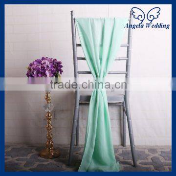 SH004G cheap many colors available elegant fancy wedding light green chiffon chair sash