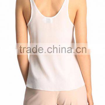 Daijun OEM High Quality White Chiffon Sexy Blank Women Wholesale Running Singlet photo-3