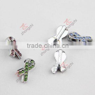Crystals Pave Awareness Ribbon Charm Available in White,Green,Blue,Purple,Pink & Red(JP08) photo-2