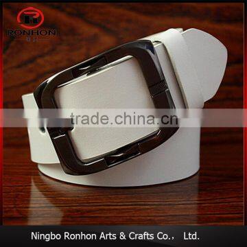 Pure white genuine leather belt for teens and men