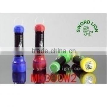 Plastic head & tail metal body flashlight