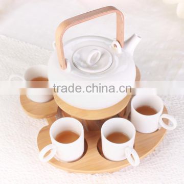 Two Tiers New Bamboo Holder for Coffee Cup/Coffee Pot Set