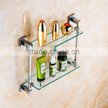1202 Bathroom Accessory New A Square Double Glass Shelf Hotel Use Modern Kitchen photo-2